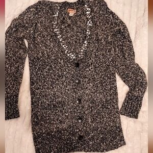 Y2K Mudd Button Down Cartigan With Sequin Accents